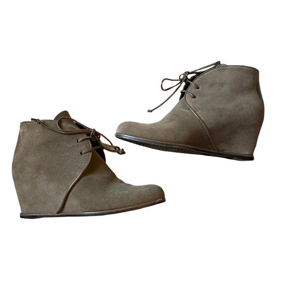Stuart Weitzman Kalahari Tan Suede Hidden Wedge Lace up Booties Size 7 - Picture 5 of 12